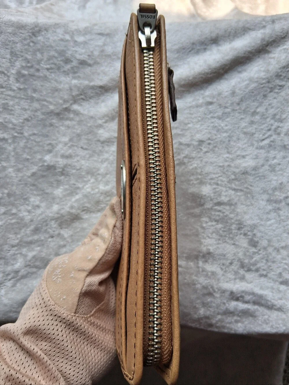 Fossil Maddox Leather Flap Clutch Wallet - Camel/Tan - NWOT